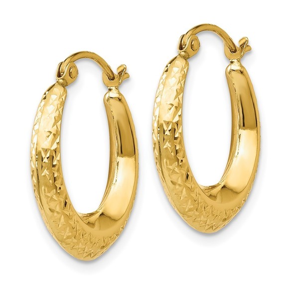 14k Yellow Gold Textured Hollow Hoop Earrings 19 L x 18 mm W